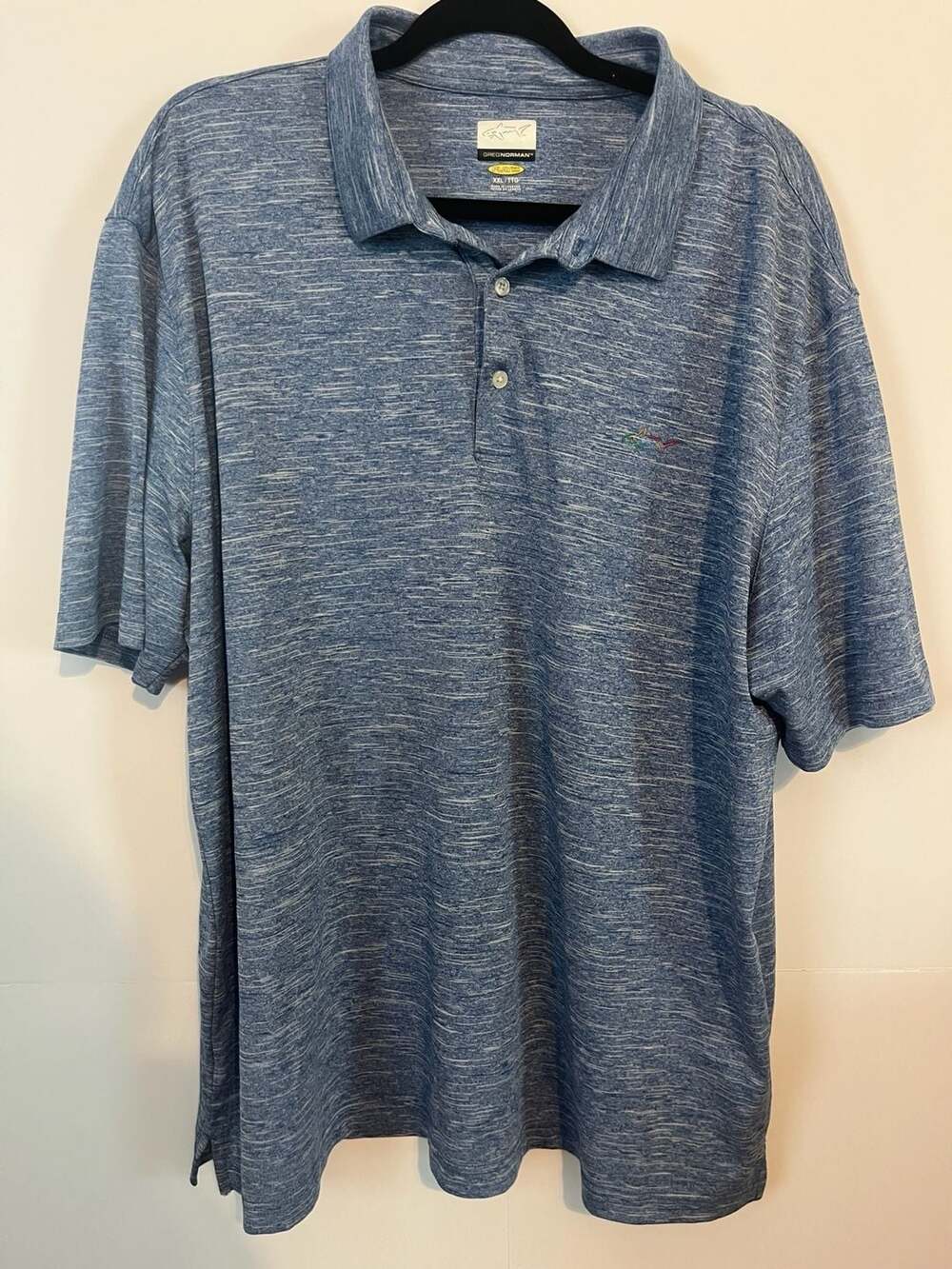 Greg Norman Play Dry Blue Heathered Space Dye Polo Shirt Size XXL